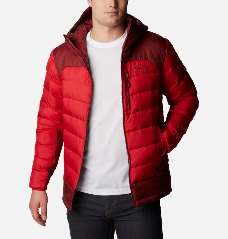 Men\'s Columbia Autumn Park Hooded Down Jackets Red | CA-G86C0