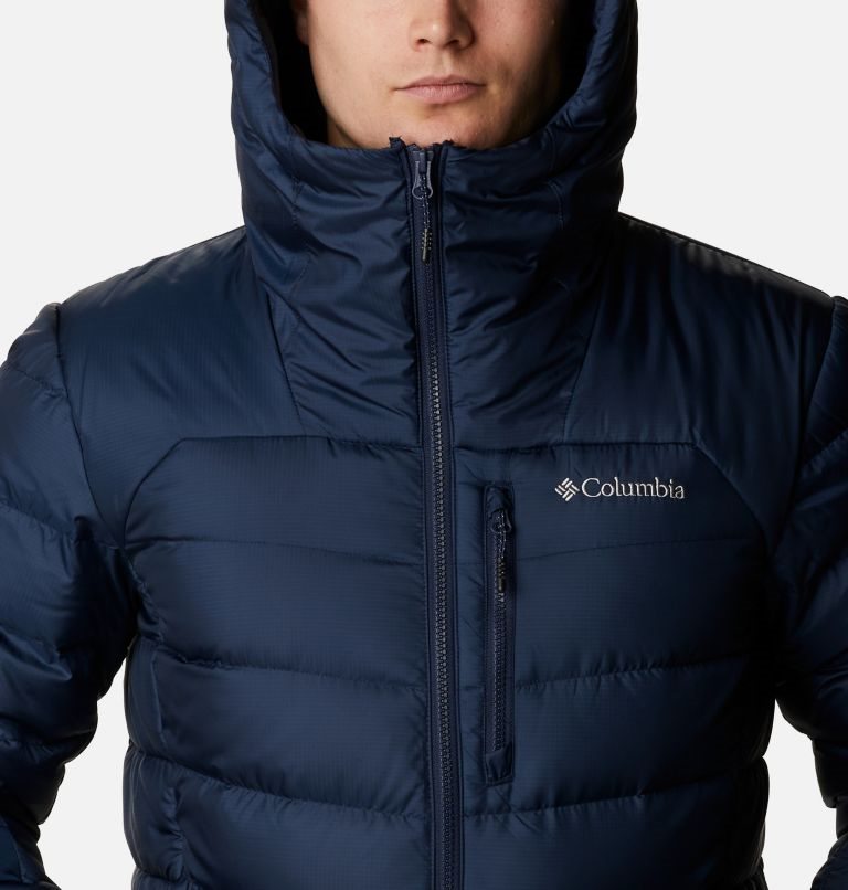 Men's Columbia Autumn Park Hooded Down Jackets Navy | CA-L3L1A