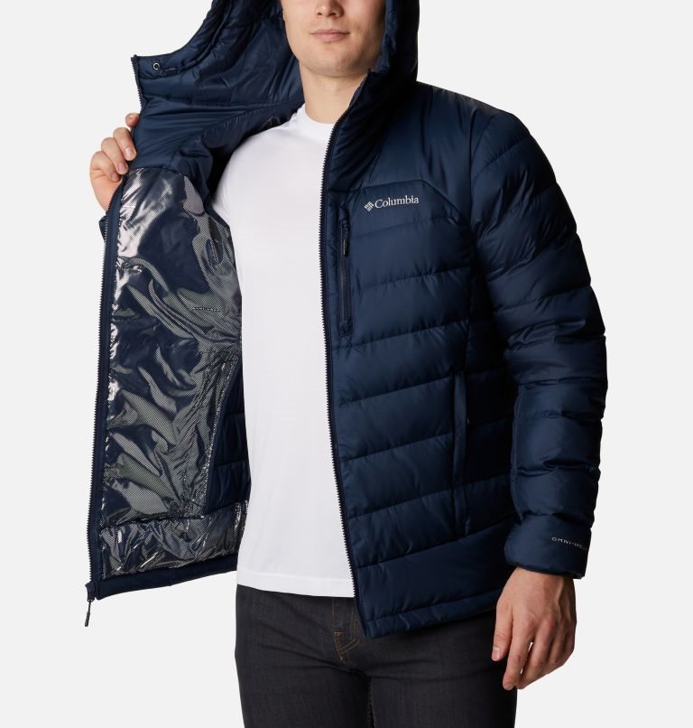 Men's Columbia Autumn Park Hooded Down Jackets Navy | CA-L3L1A