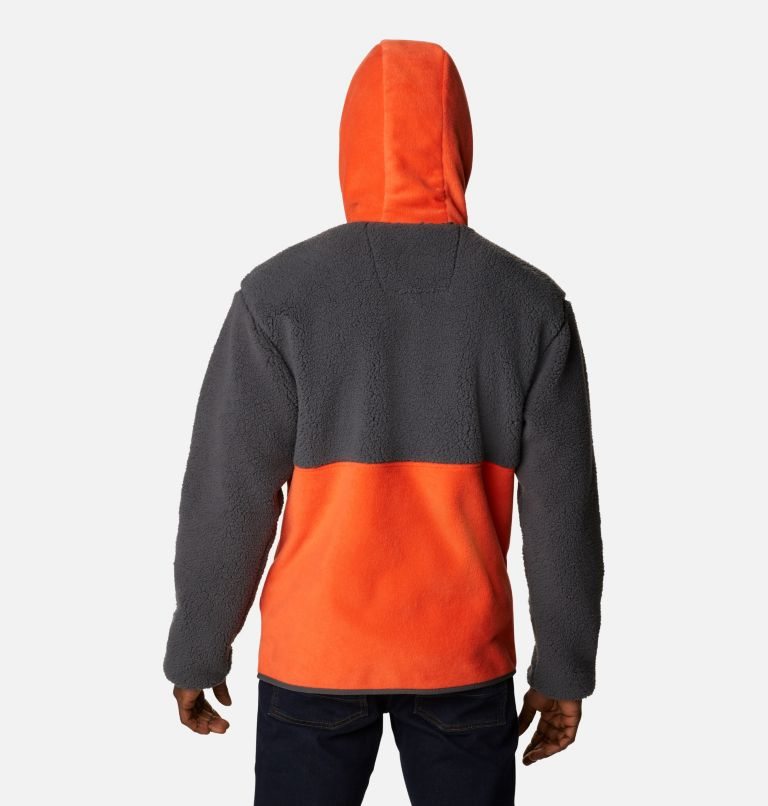 Men's Columbia Back Bowl Sherpa Full Zip Hoodie Fleece Jackets Black / Orange | CA-N4CLA