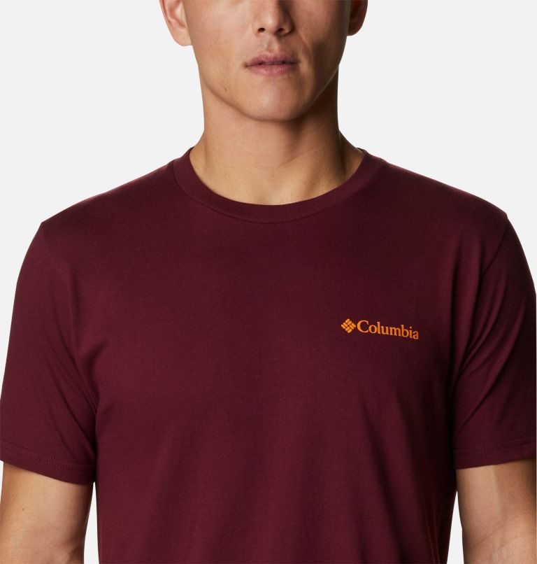 Men's Columbia Badlands Park T Shirts Burgundy | CA-S51C4