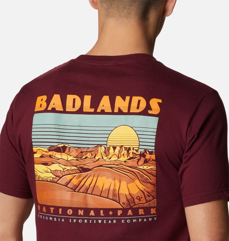 Men's Columbia Badlands Park T Shirts Burgundy | CA-S51C4