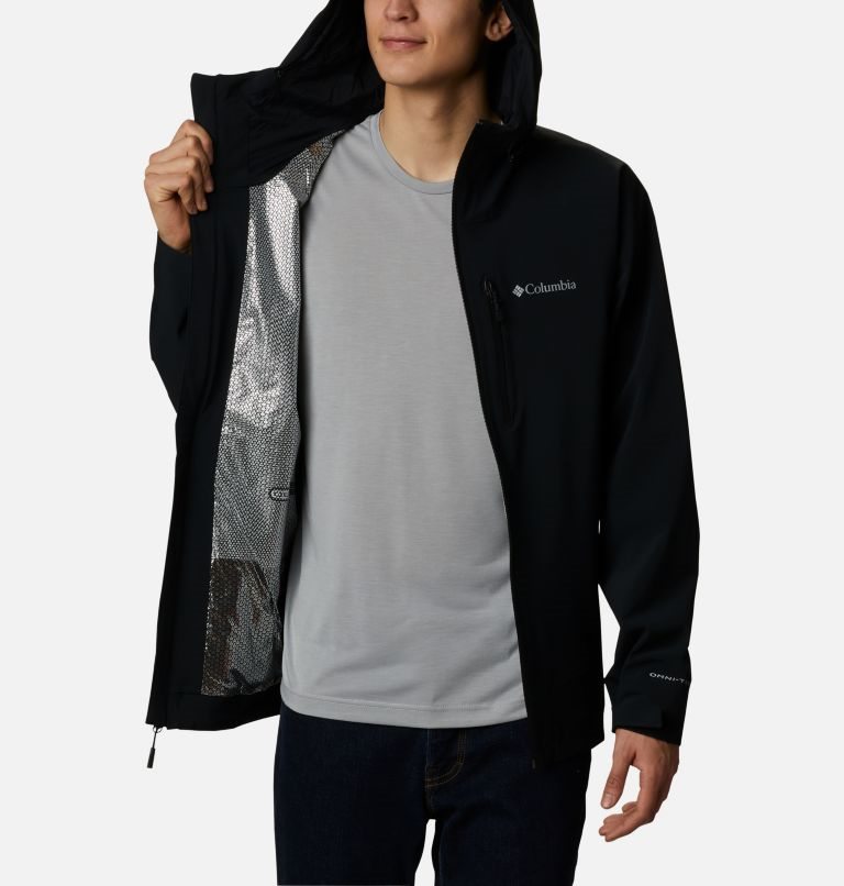 Men's Columbia Beacon Trail Rain Jackets Black | CA-V041C