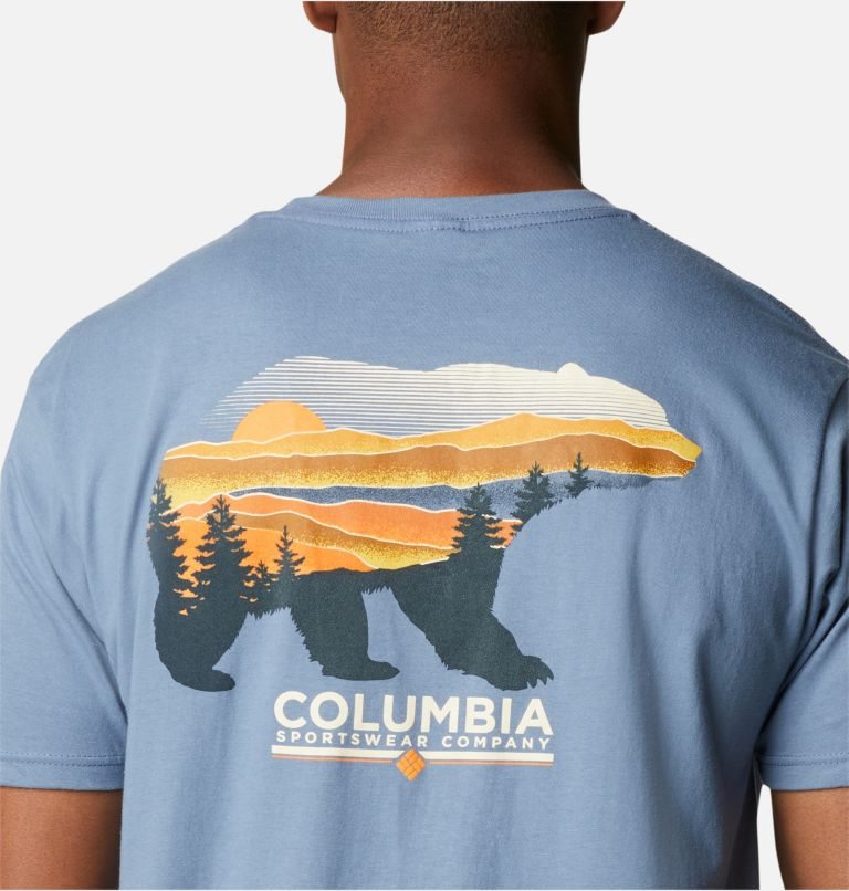 Men's Columbia Bear Graphic T Shirts Blue | CA-N80C4