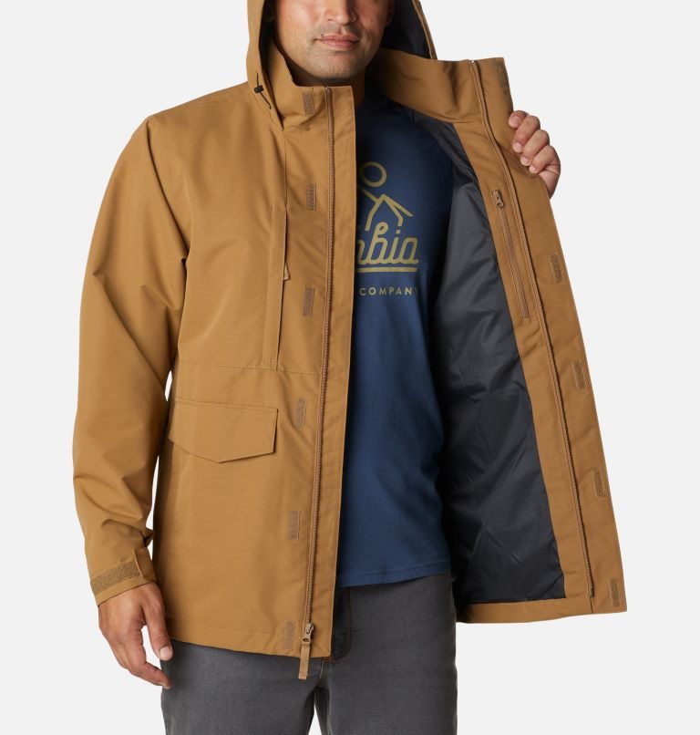 Men's Columbia Big Spring Rain Jackets Brown | CA-Q35A8