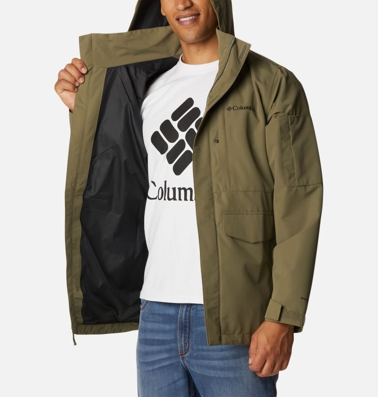 Men's Columbia Big Spring Rain Jackets Olive | CA-C0L63