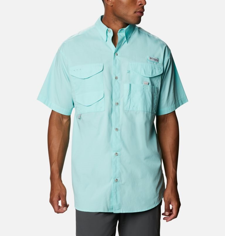 Men's Columbia Bonehead Icon Short Sleeve Shirts Turquoise | CA-DC5A6