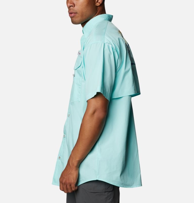 Men's Columbia Bonehead Icon Short Sleeve Shirts Turquoise | CA-DC5A6