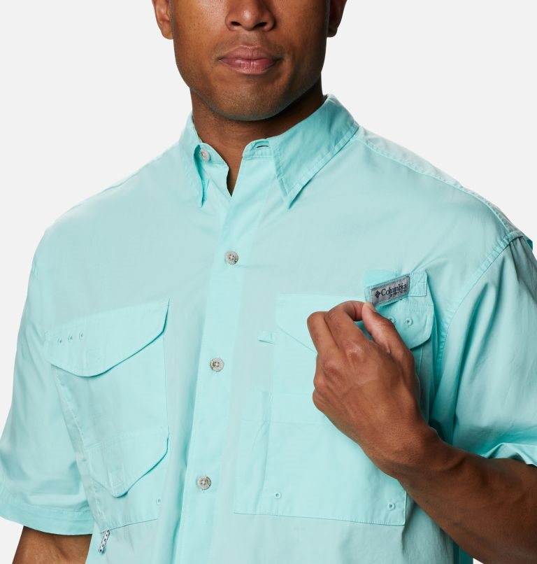 Men's Columbia Bonehead Icon Short Sleeve Shirts Turquoise | CA-DC5A6