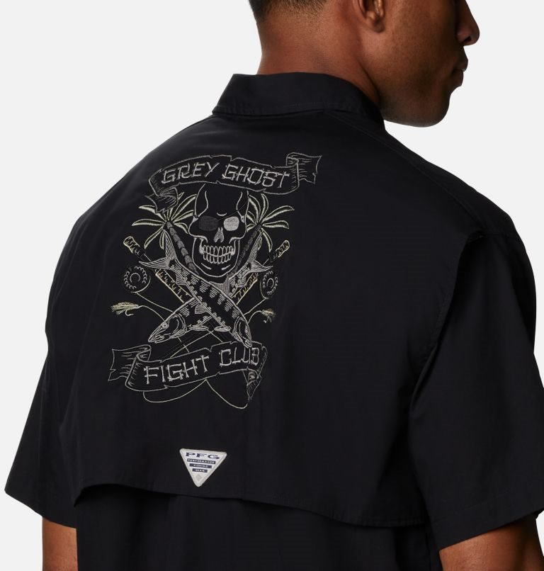 Men's Columbia Bonehead Icon Short Sleeve Shirts Black | CA-H1653