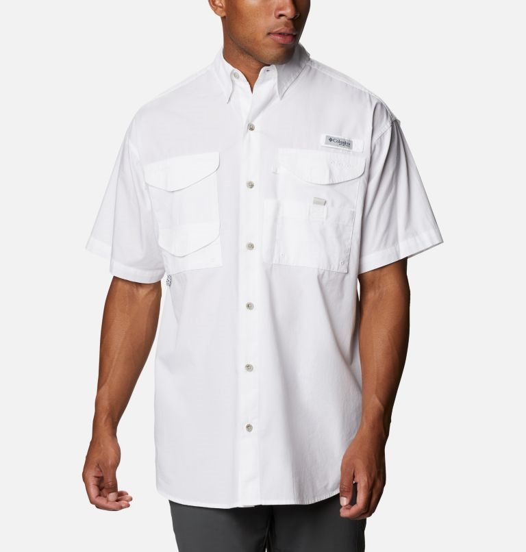 Men's Columbia Bonehead Icon Short Sleeve Shirts White | CA-R45C3