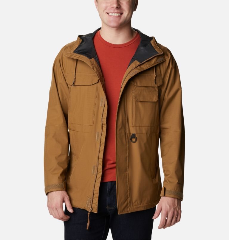 Men's Columbia Buckhollow Rain Jackets Brown | CA-U36AC