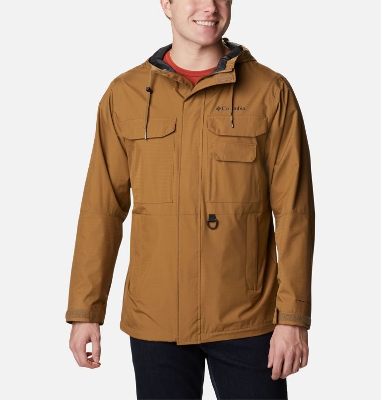 Men\'s Columbia Buckhollow Rain Jackets Brown | CA-U36AC