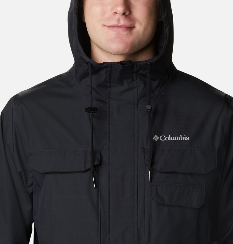 Men's Columbia Buckhollow Rain Jackets Black | CA-Y4851