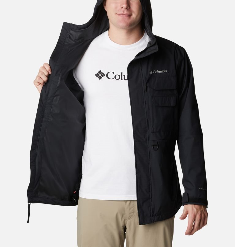 Men's Columbia Buckhollow Rain Jackets Black | CA-Y4851