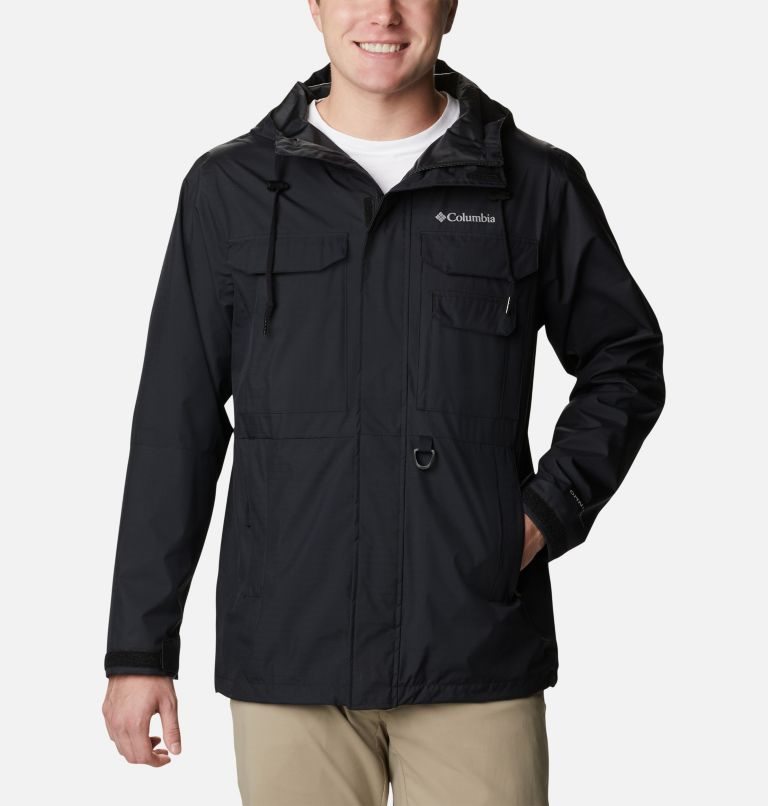 Men\'s Columbia Buckhollow Rain Jackets Black | CA-Y4851