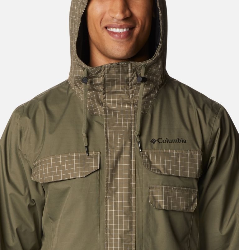 Men's Columbia Buckhollow Rain Jackets Olive | CA-C43AC