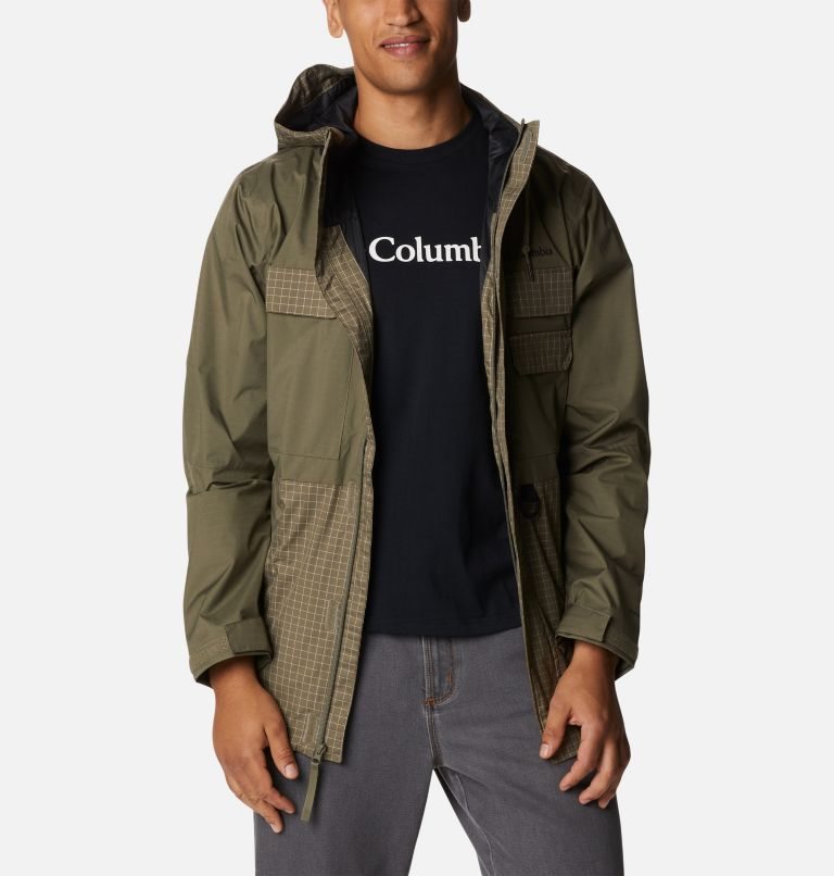 Men's Columbia Buckhollow Rain Jackets Olive | CA-C43AC