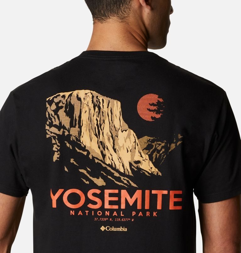 Men's Columbia Buddy Yosemite T Shirts Black | CA-B5831