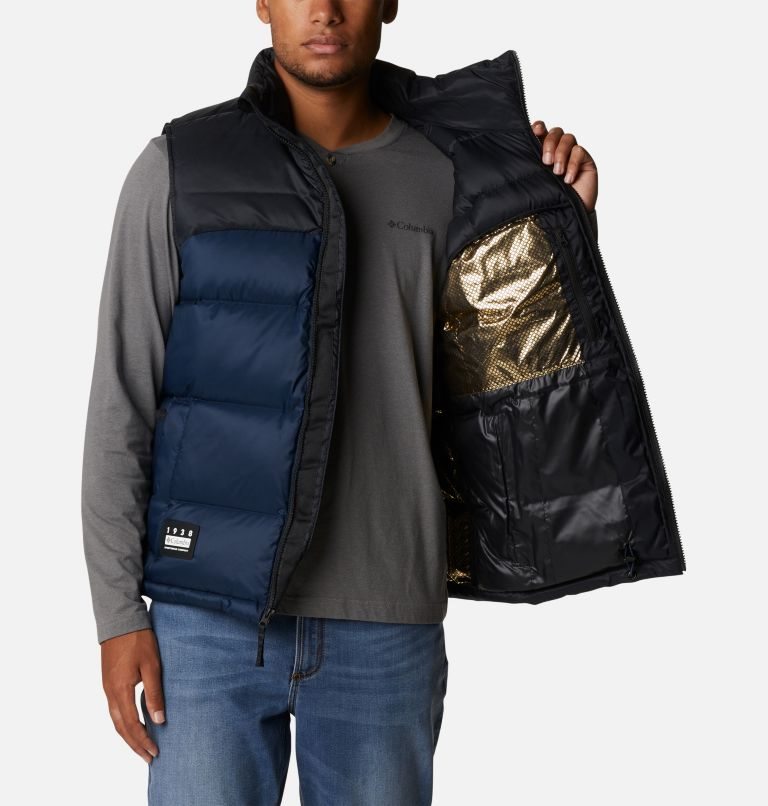 Men's Columbia Bulo Point II Omni-Heat Infinity Down Vest Navy | CA-D3145