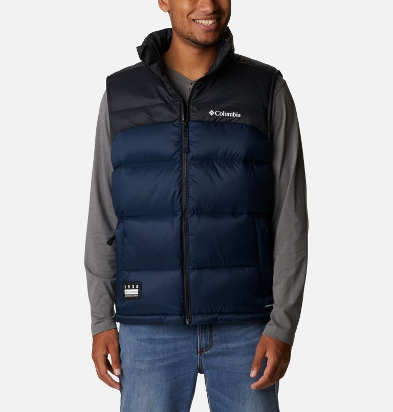 Men's Columbia Bulo Point II Omni-Heat Infinity Down Vest Navy | CA-D3145