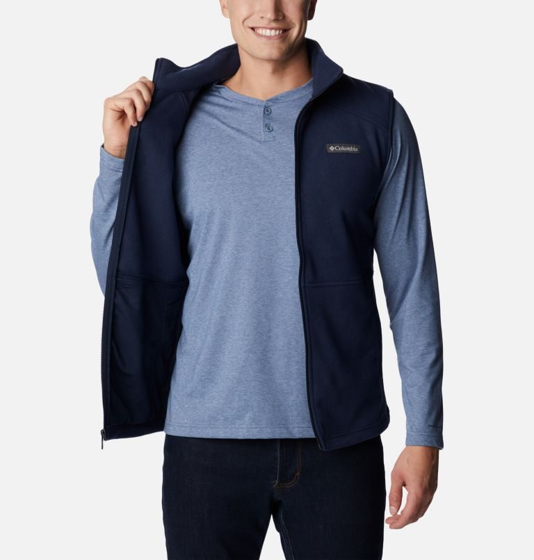 Men's Columbia Castle Dale Fleece Vest Navy | CA-D1438