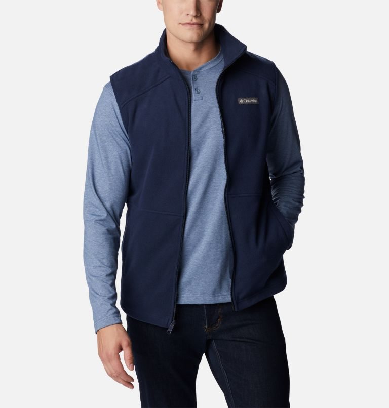 Men's Columbia Castle Dale Fleece Vest Navy | CA-D1438