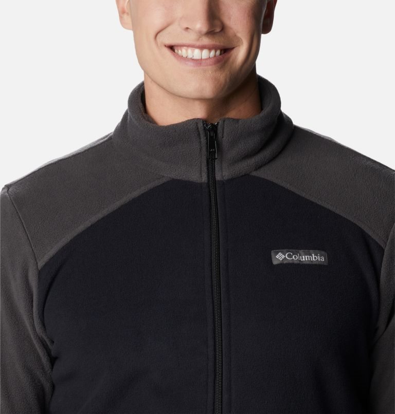 Men's Columbia Castle Dale Full Zip Fleece Jackets Black / Dark Grey | CA-K3840