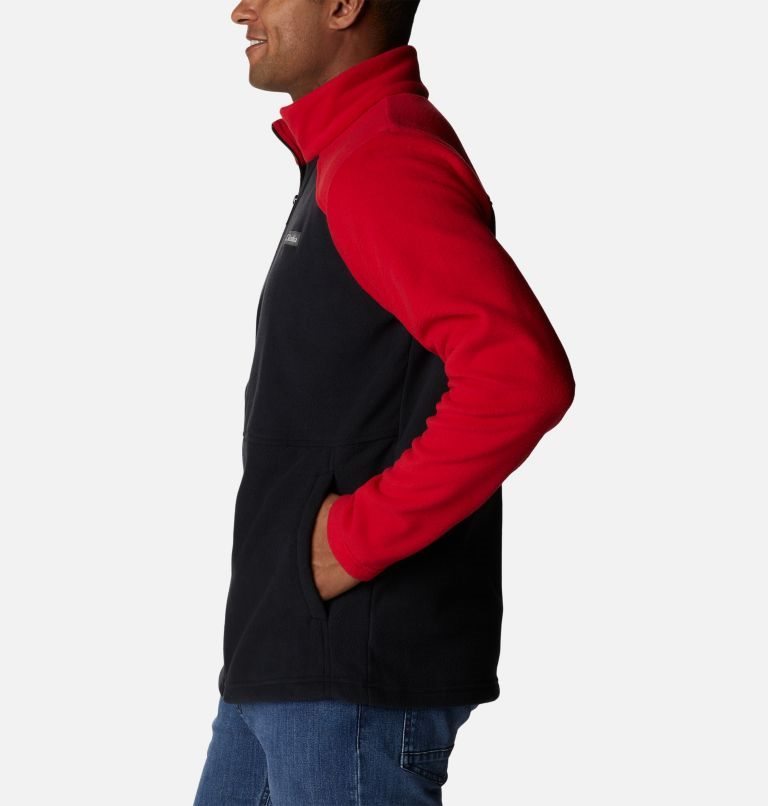 Men's Columbia Castle Dale Full Zip Fleece Jackets Red / Black | CA-U534L