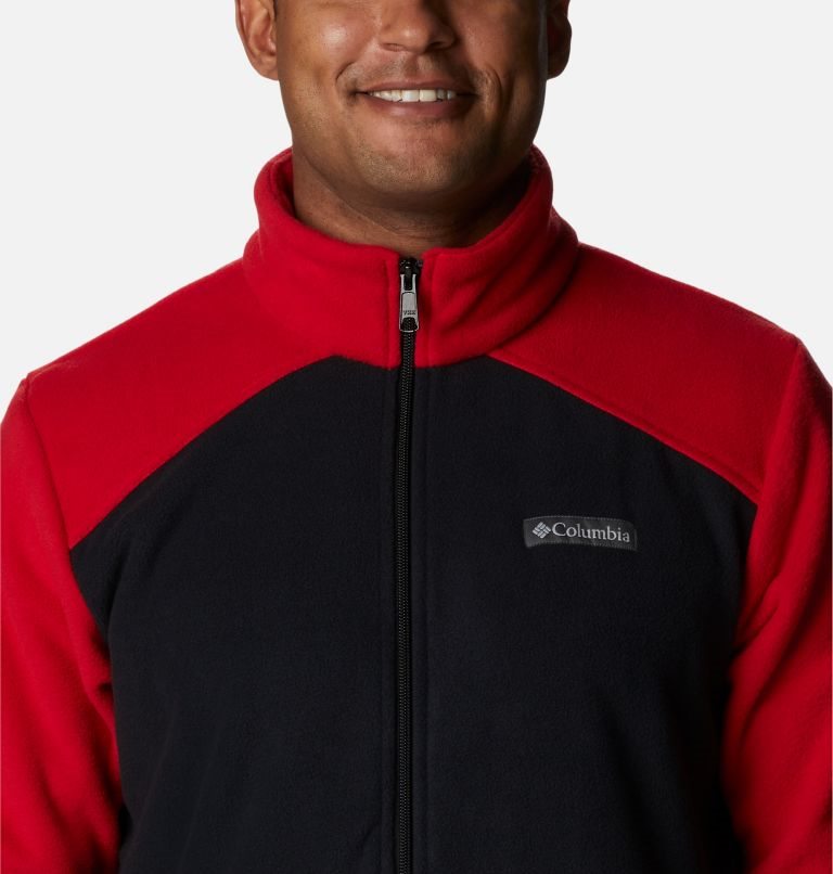 Men's Columbia Castle Dale Full Zip Fleece Jackets Red / Black | CA-U534L