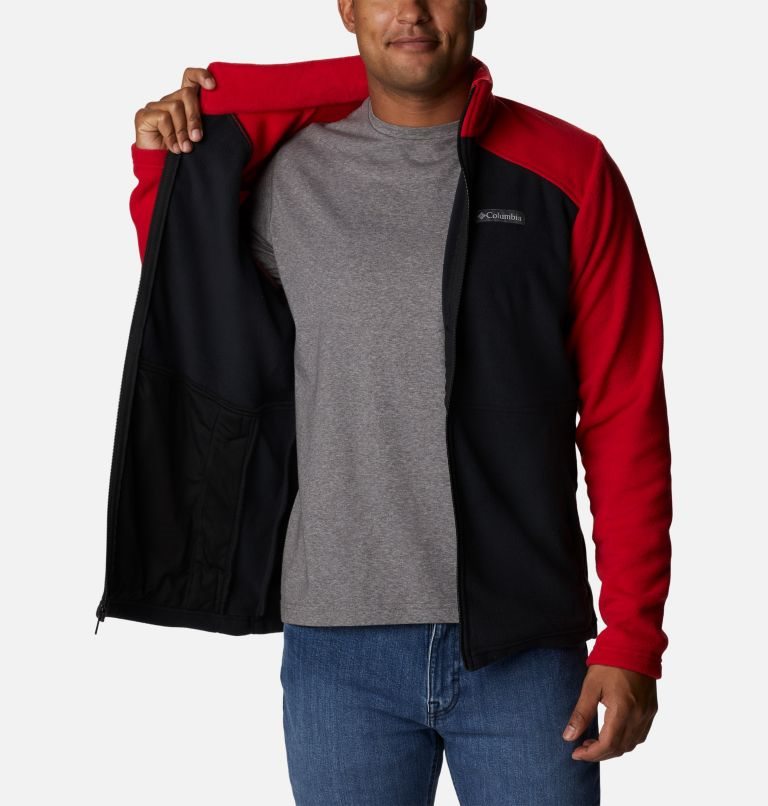 Men's Columbia Castle Dale Full Zip Fleece Jackets Red / Black | CA-U534L