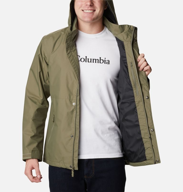 Men's Columbia Cloud Crest Rain Jackets Olive | CA-IC61A