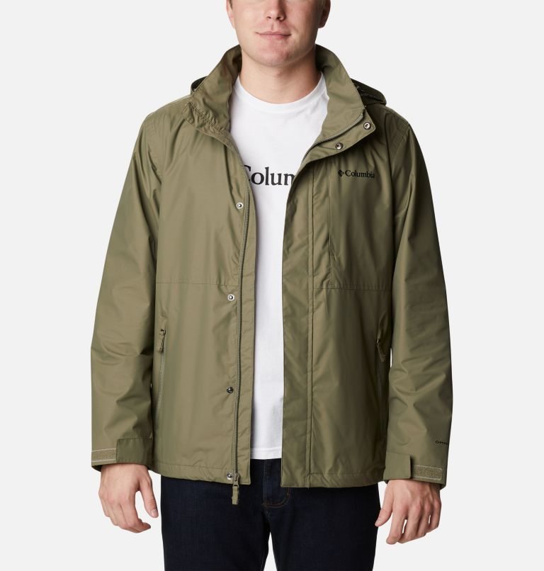 Men's Columbia Cloud Crest Rain Jackets Olive | CA-IC61A