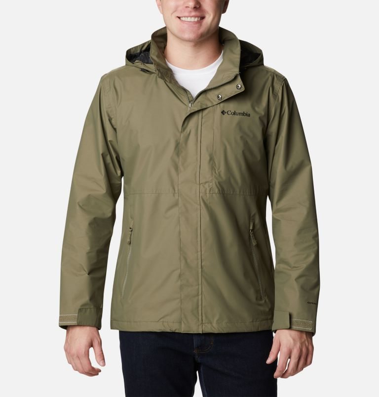 Men\'s Columbia Cloud Crest Rain Jackets Olive | CA-IC61A