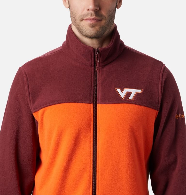 Men's Columbia Collegiate Flanker III - Virginia Tech Fleece Jackets Red / Orange | CA-C8CLA