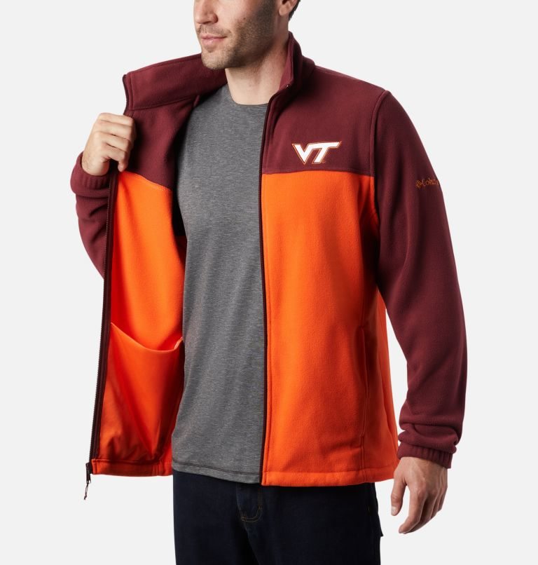 Men's Columbia Collegiate Flanker III - Virginia Tech Fleece Jackets Red / Orange | CA-C8CLA