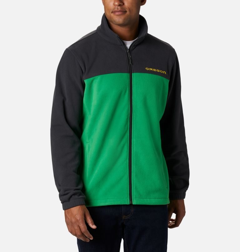 Men\'s Columbia Collegiate Flanker III - Oregon Fleece Jackets Black / Green | CA-FC613