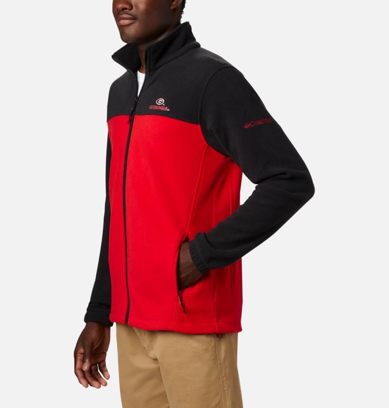 Men's Columbia Collegiate Flanker III - Georgia Fleece Jackets Black / Red | CA-L64C1