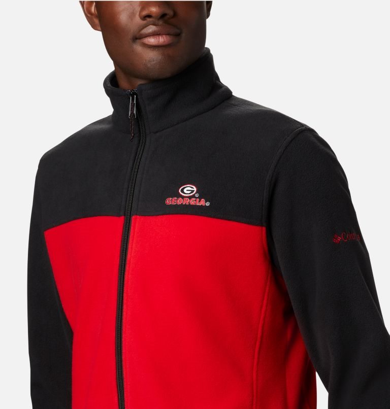 Men's Columbia Collegiate Flanker III - Georgia Fleece Jackets Black / Red | CA-L64C1