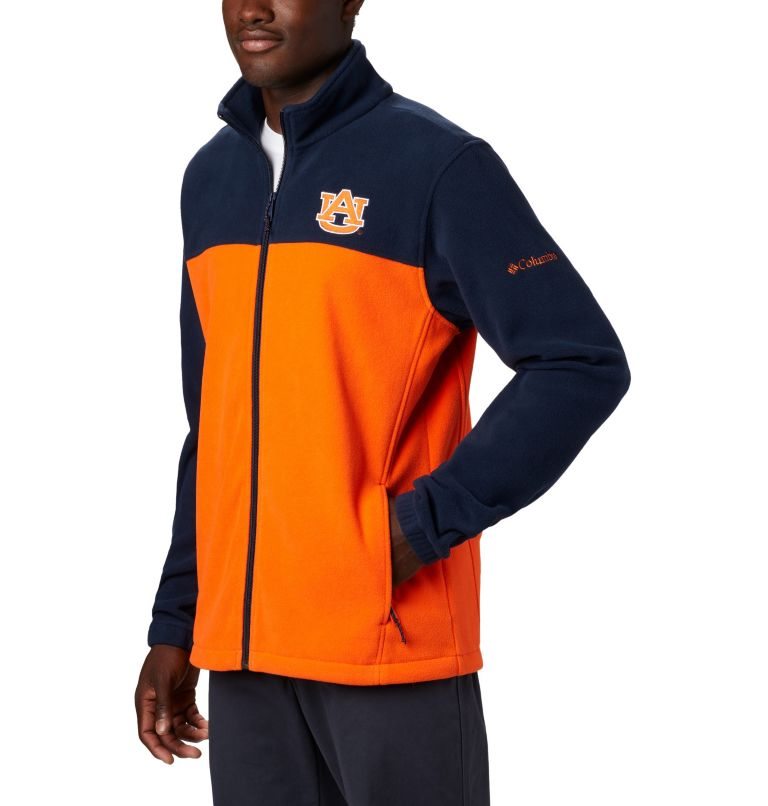 Men's Columbia Collegiate Flanker III - Auburn Fleece Jackets Navy / Orange | CA-O1LC4