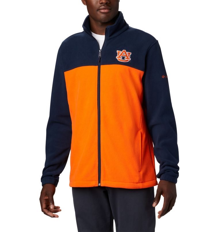 Men\'s Columbia Collegiate Flanker III - Auburn Fleece Jackets Navy / Orange | CA-O1LC4