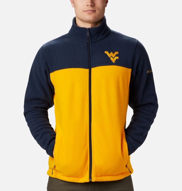 Men's Columbia Collegiate Flanker III - West Virginia University Fleece Jackets Navy / Yellow | CA-Q16C3