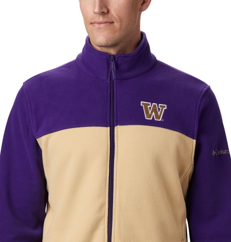 Men's Columbia Collegiate Flanker III - Washington Fleece Jackets Purple / Beige | CA-QL65A