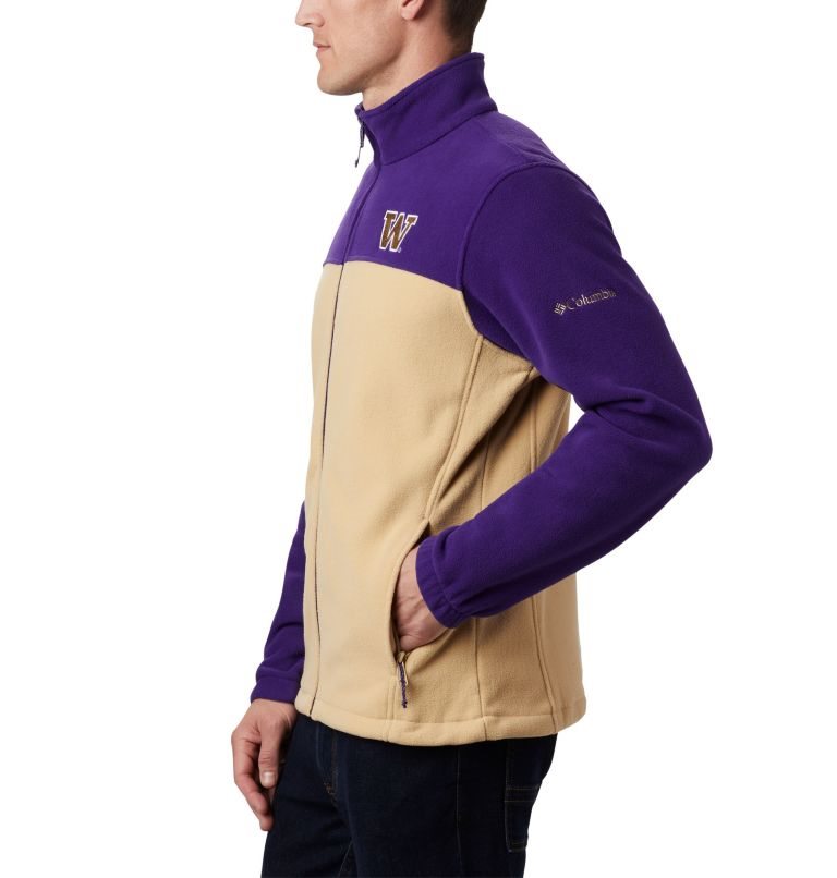 Men's Columbia Collegiate Flanker III - Washington Fleece Jackets Purple / Beige | CA-QL65A