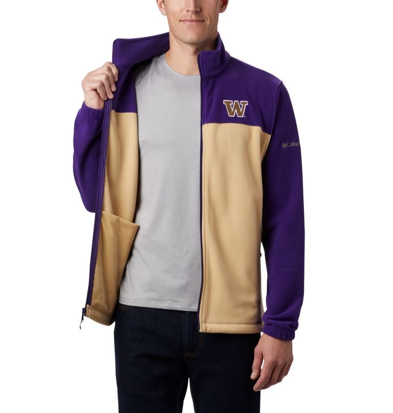 Men's Columbia Collegiate Flanker III - Washington Fleece Jackets Purple / Beige | CA-QL65A