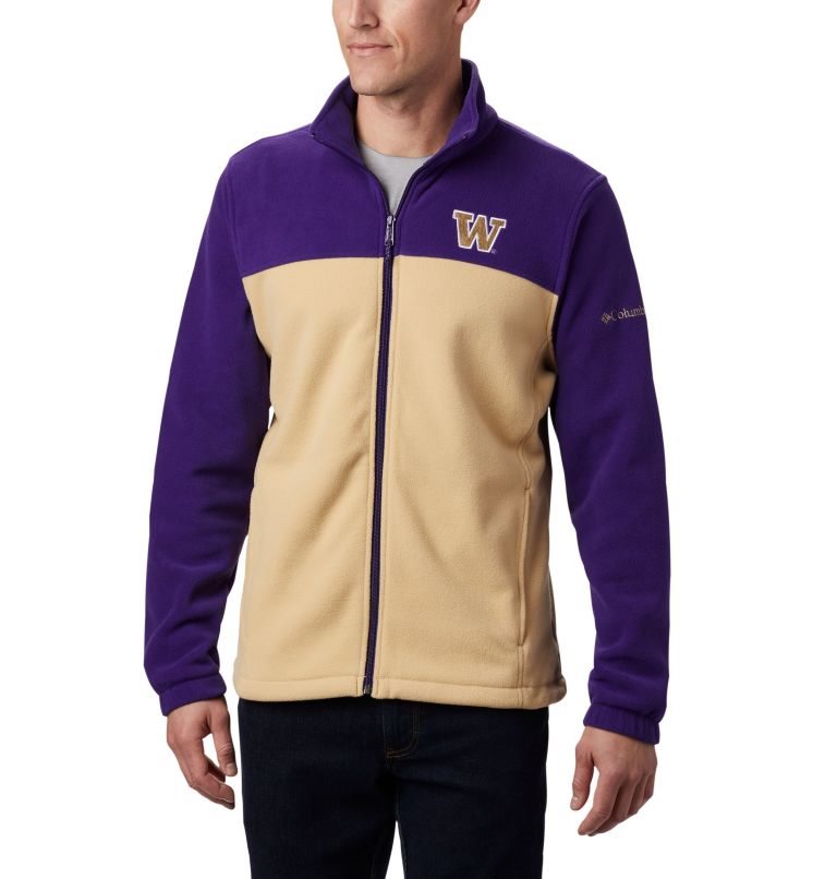 Men\'s Columbia Collegiate Flanker III - Washington Fleece Jackets Purple / Beige | CA-QL65A