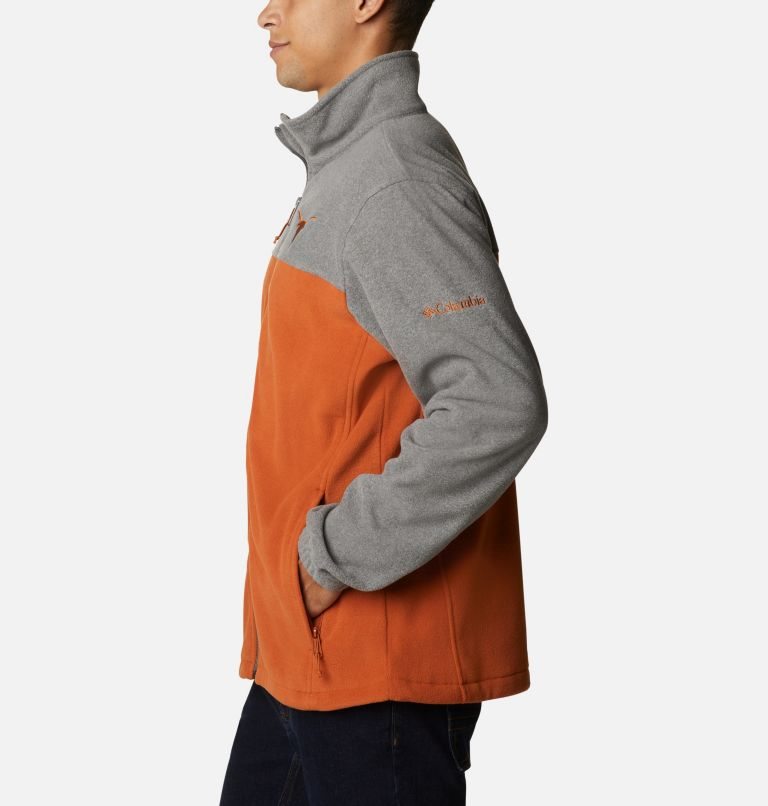 Men's Columbia Collegiate Flanker III - Texas Fleece Jackets Grey / Orange | CA-X41A6