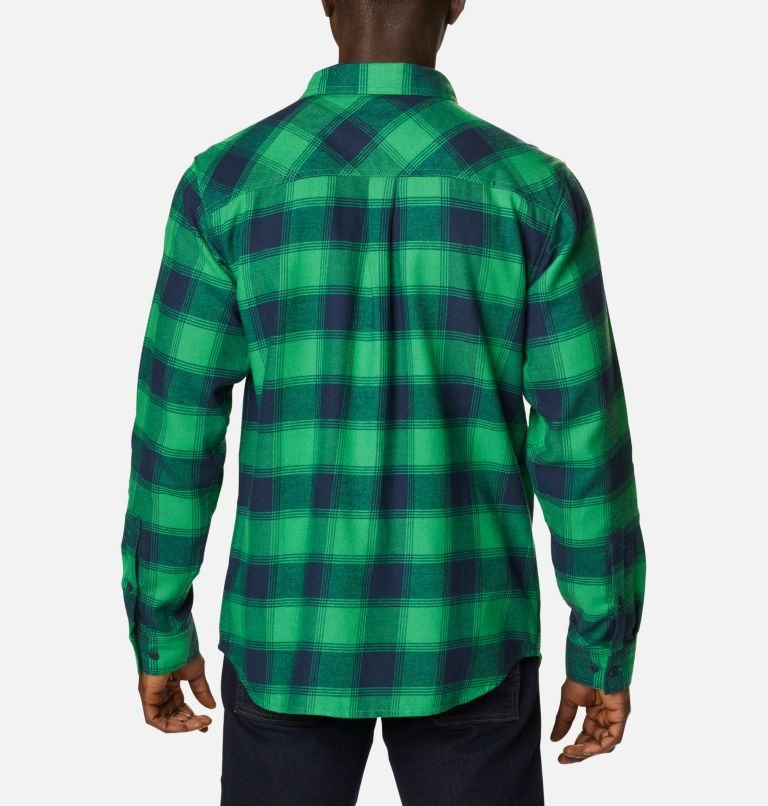 Men's Columbia Collegiate Flare Gun Flannel Long Sleeve - Notre Dame Shirts Green | CA-X8564