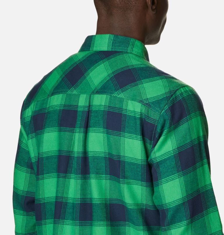 Men's Columbia Collegiate Flare Gun Flannel Long Sleeve - Notre Dame Shirts Green | CA-X8564