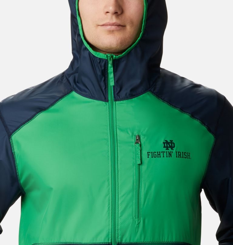 Men's Columbia Collegiate Flash Forward - Notre Dame Jackets Navy / Green | CA-FC845